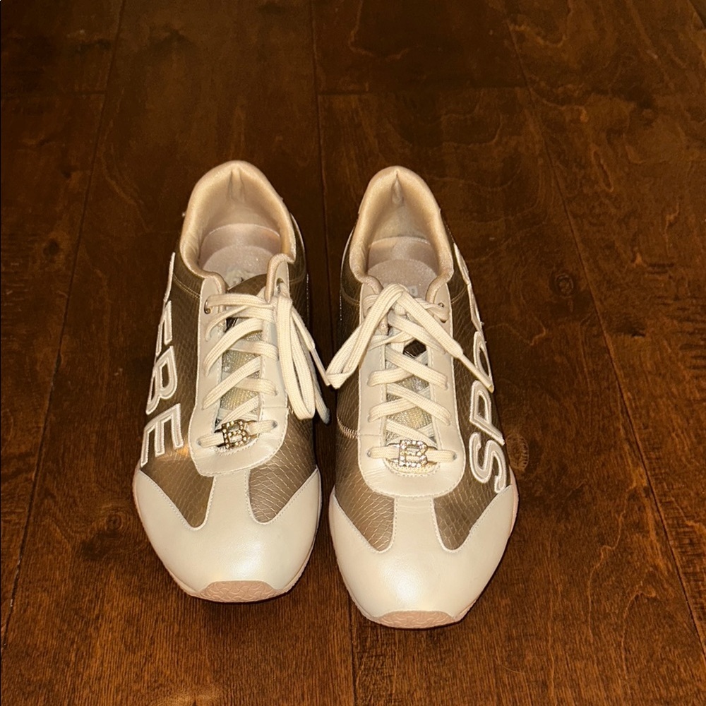 Bebe Sport White and Gold Sneakers